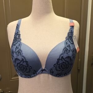 BNWT Cacique Blue Lace Floral Bra 42C